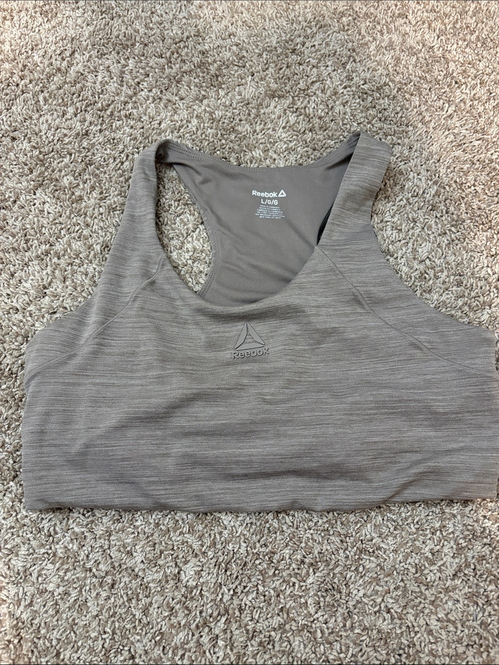 Reebok Taupe Heather Racerback Sports Bra